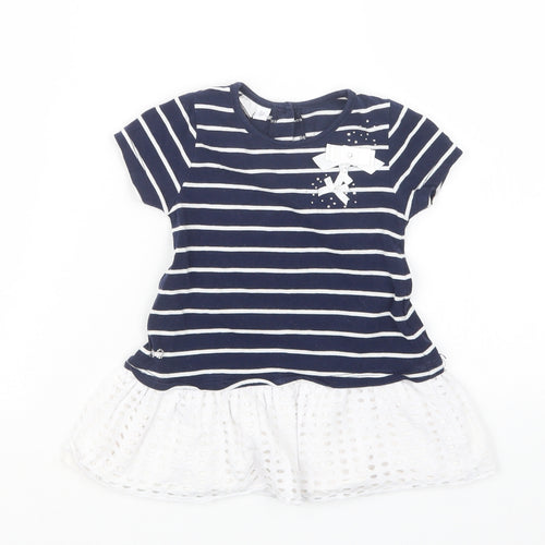 iDo Girls Blue Striped  Basic T-Shirt Size 12 Months
