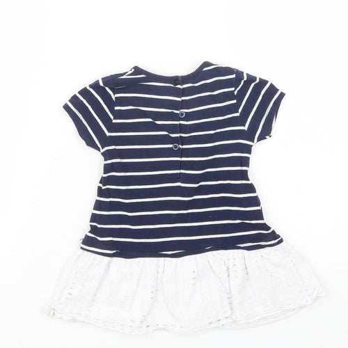 iDo Girls Blue Striped  Basic T-Shirt Size 12 Months
