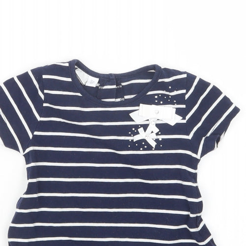 iDo Girls Blue Striped  Basic T-Shirt Size 12 Months