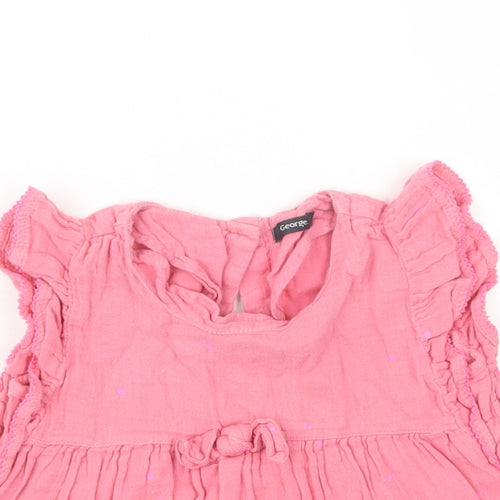 George Girls Pink Polka Dot  Basic T-Shirt Size 2-3 Years