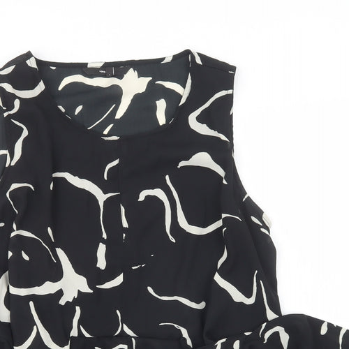 VERO MODA Womens Black Geometric  Basic T-Shirt Size L