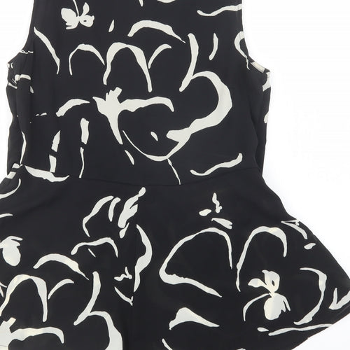VERO MODA Womens Black Geometric  Basic T-Shirt Size L