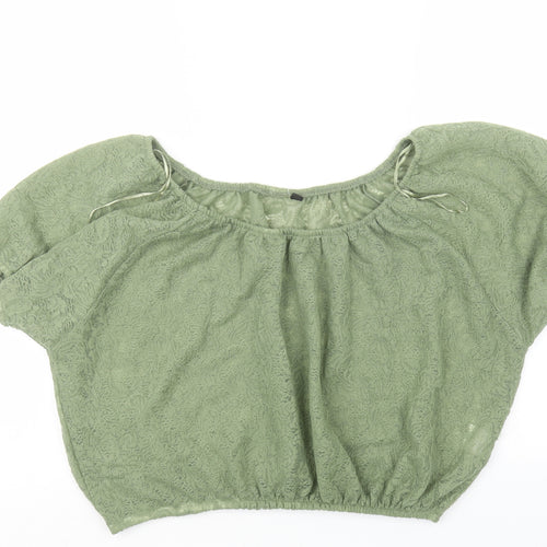 Folia Womens Green   Cropped Blouse Size 16