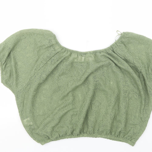 Folia Womens Green   Cropped Blouse Size 16