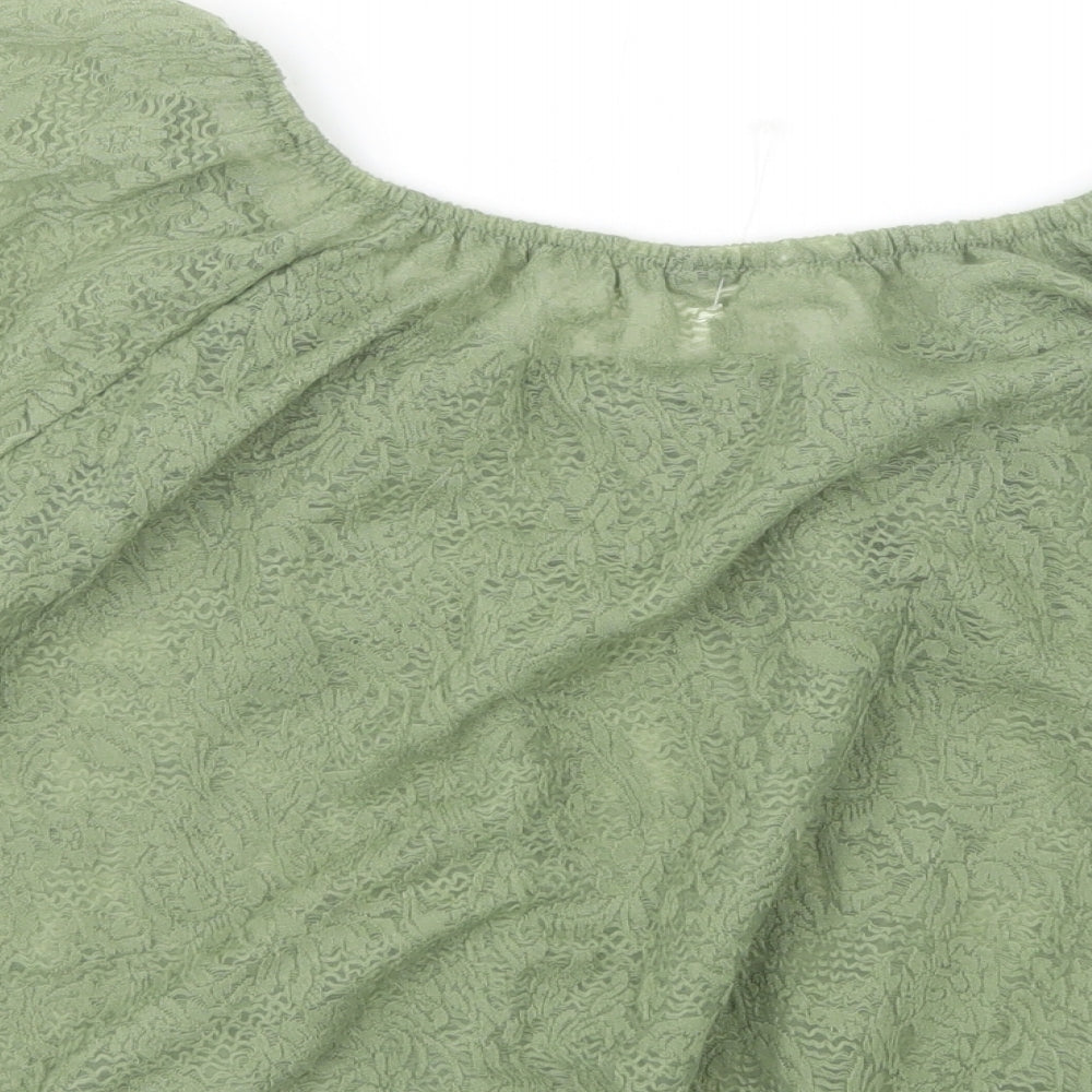 Folia Womens Green   Cropped Blouse Size 16