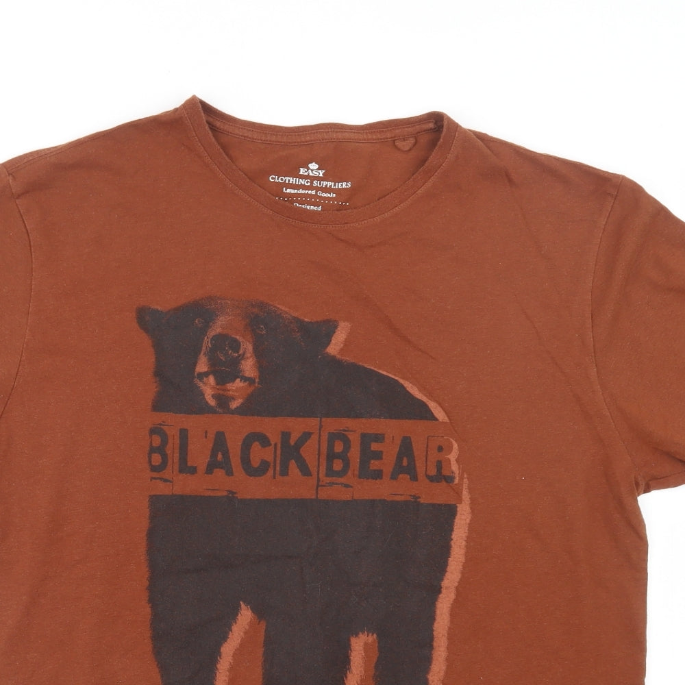 Easy Mens Brown    T-Shirt Size L