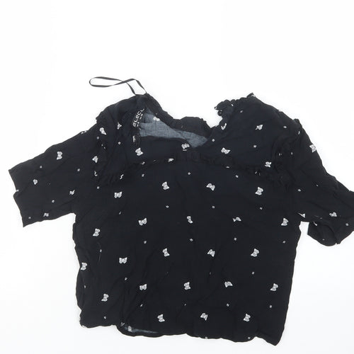 Select Womens Black Geometric  Basic Blouse Size 8