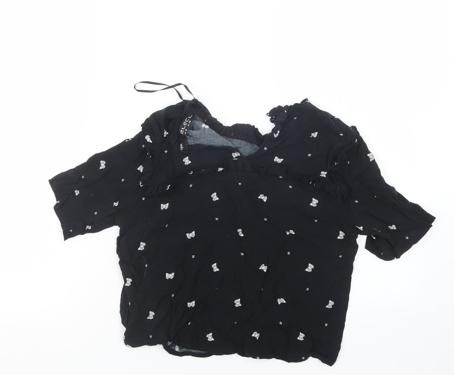 Select Womens Black Geometric  Basic Blouse Size 8