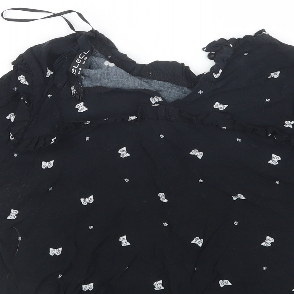 Select Womens Black Geometric  Basic Blouse Size 8