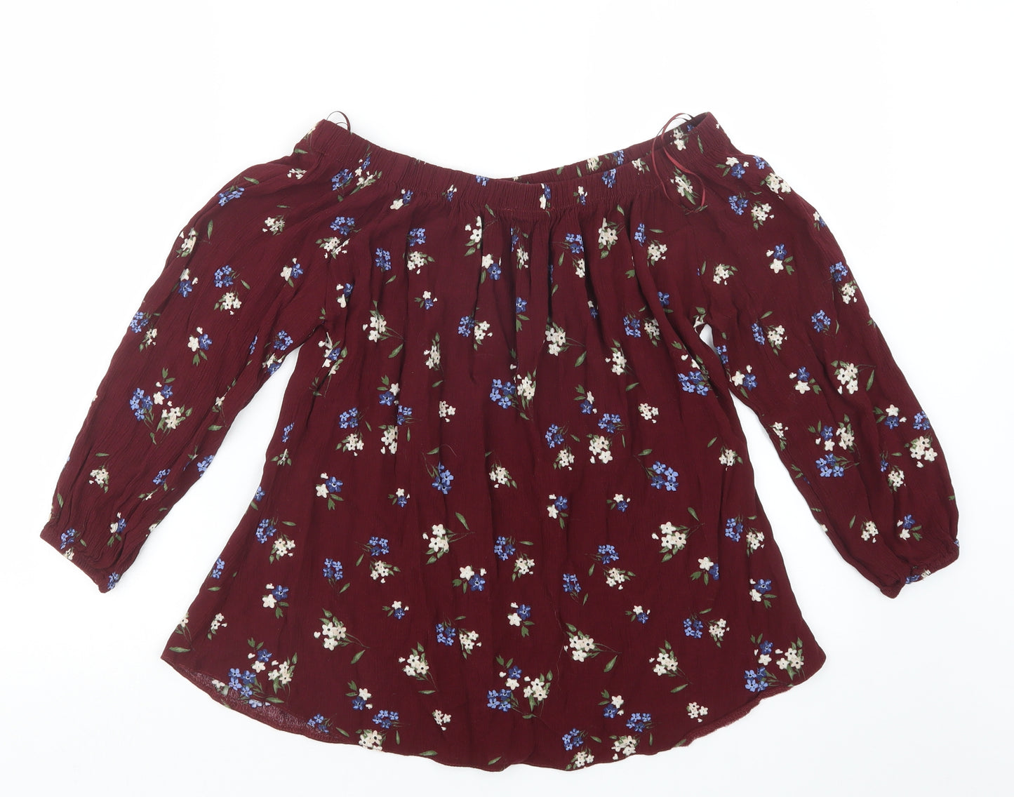 Select Womens Purple Floral  Basic Blouse Size 8