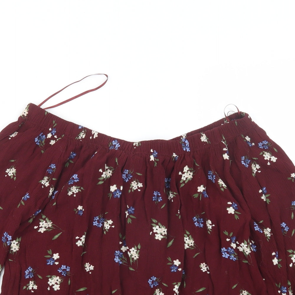 Select Womens Purple Floral  Basic Blouse Size 8