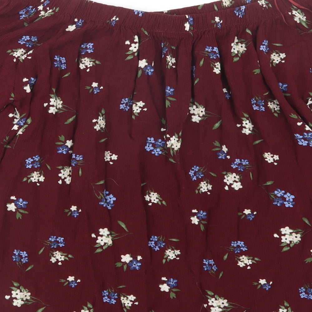 Select Womens Purple Floral  Basic Blouse Size 8