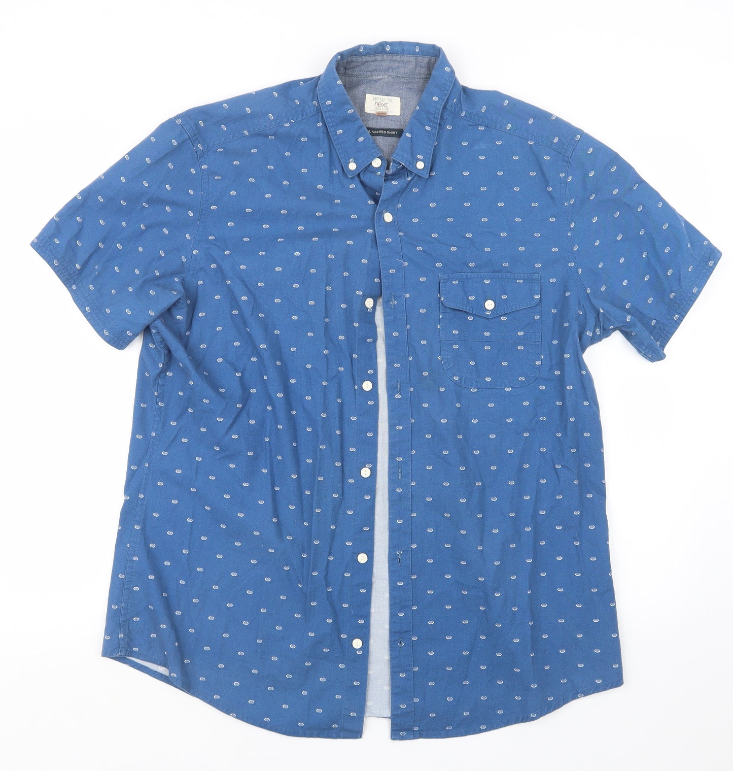 NEXT Mens Blue Geometric   Button-Up Size XL