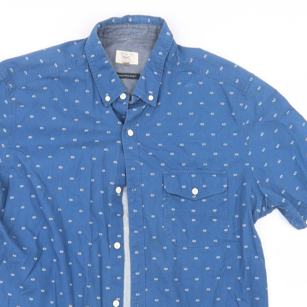 NEXT Mens Blue Geometric   Button-Up Size XL