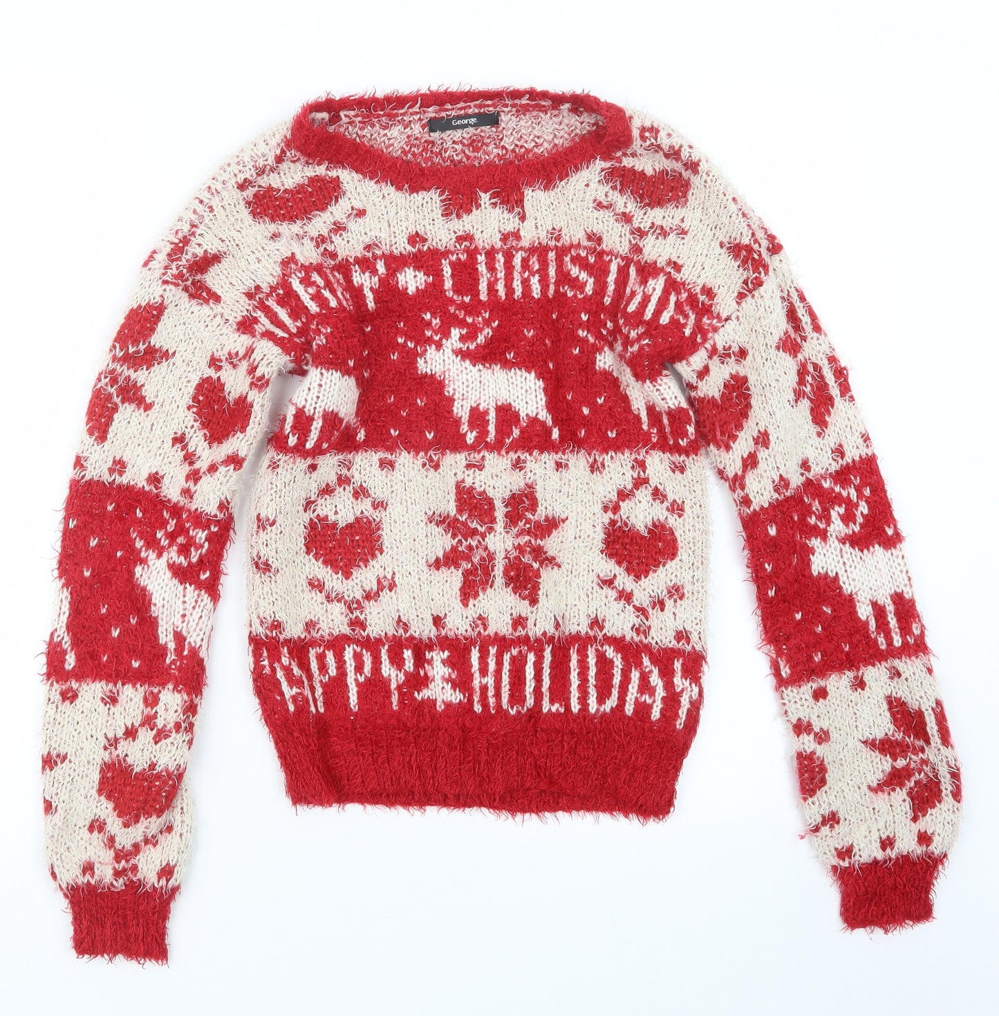 George Womens Red  Knit Pullover Jumper Size 10  - Christmas