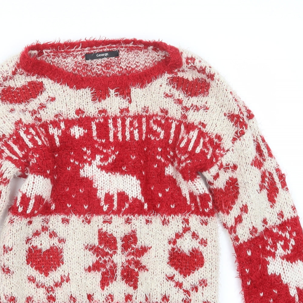 George Womens Red  Knit Pullover Jumper Size 10  - Christmas