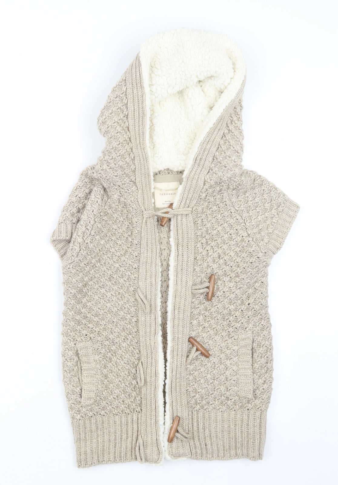 Zara Knit Womens Beige  Knit Cardigan Jumper Size S