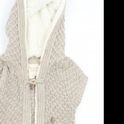 Zara Knit Womens Beige  Knit Cardigan Jumper Size S