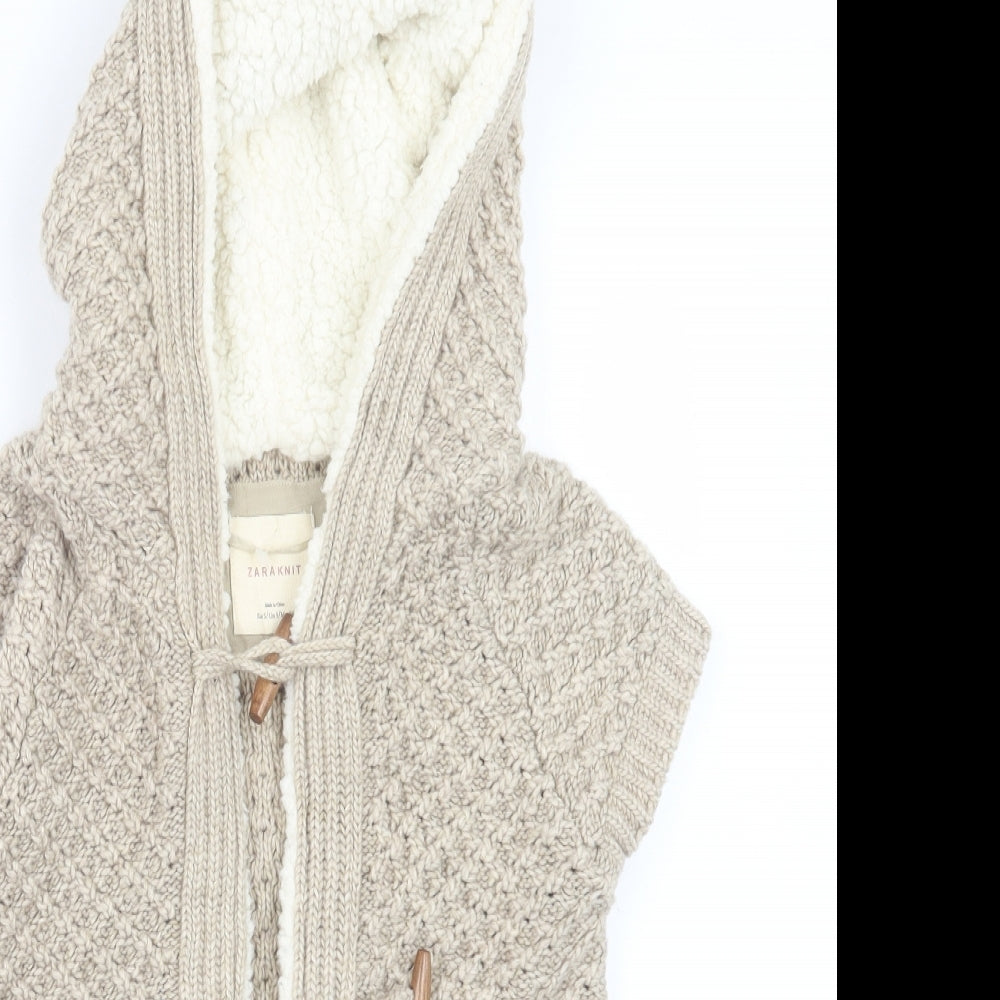 Zara Knit Womens Beige  Knit Cardigan Jumper Size S