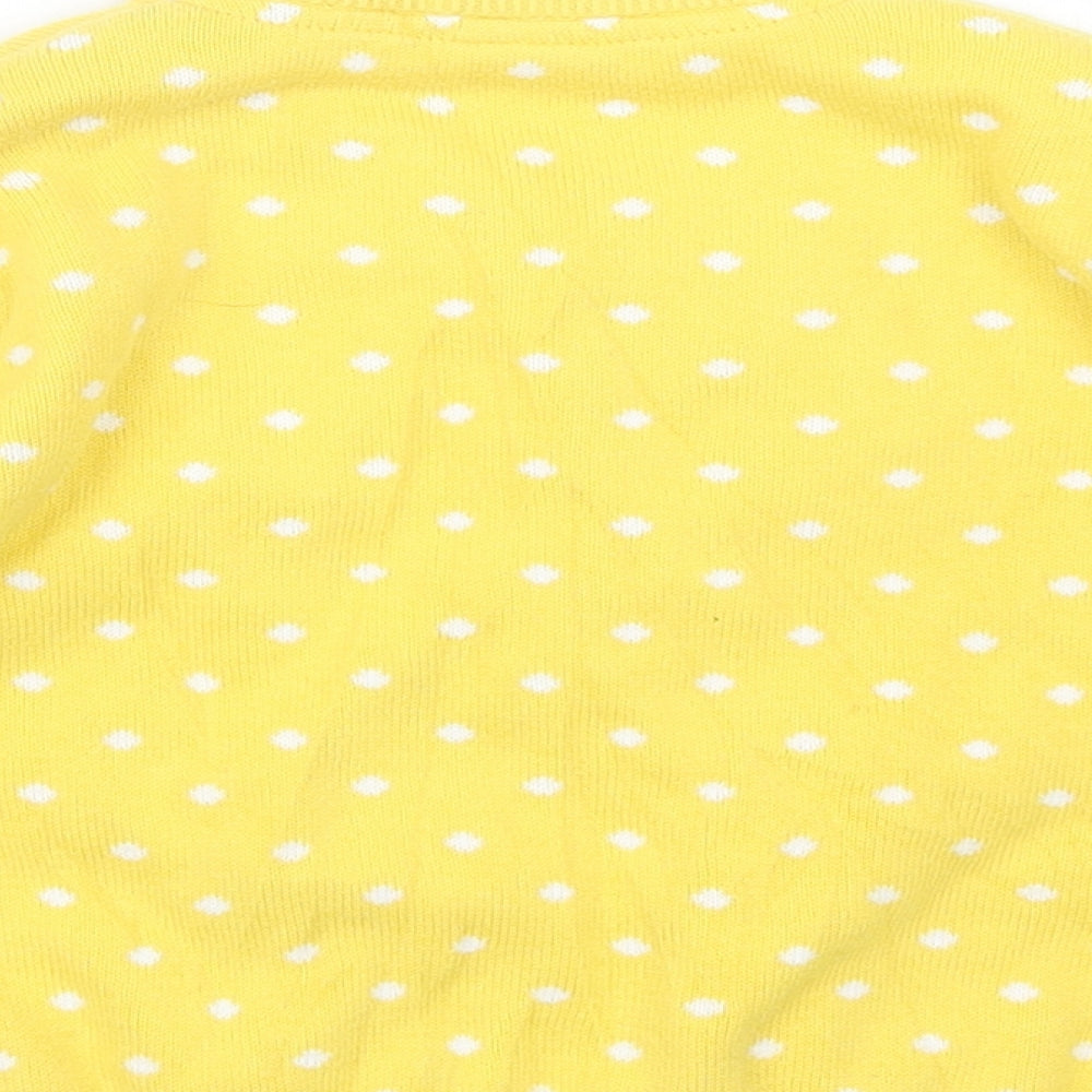Frugi Girls Yellow Polka Dot Knit Cardigan Jumper Size 3-4 Years