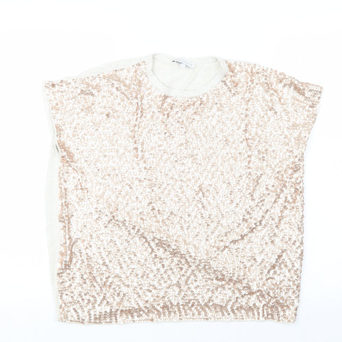 Warehouse Womens Beige   Basic T-Shirt Size 14
