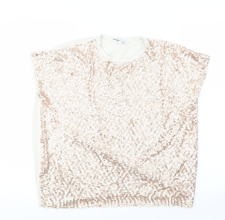 Warehouse Womens Beige   Basic T-Shirt Size 14