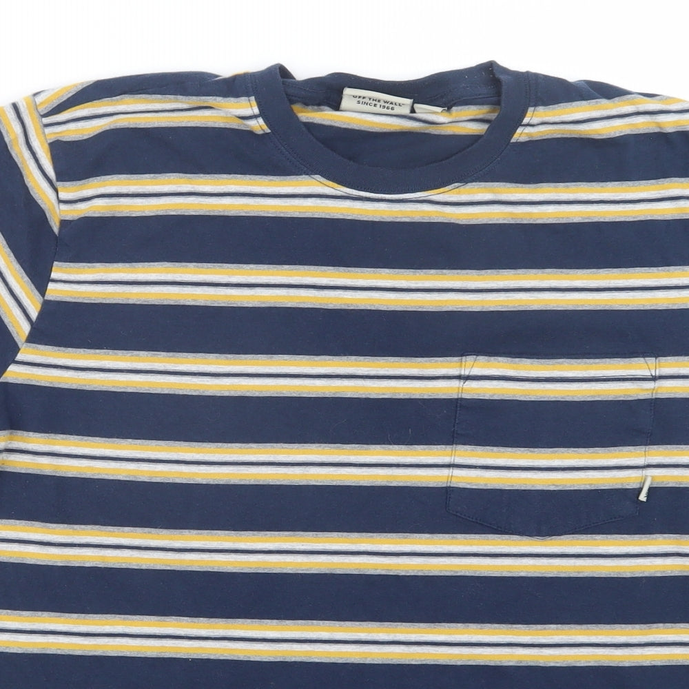 VANS Mens Blue Striped   T-Shirt Size M