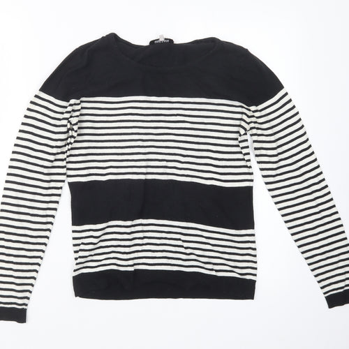 Great plains Womens Black Striped Knit Pullover Jumper Size M