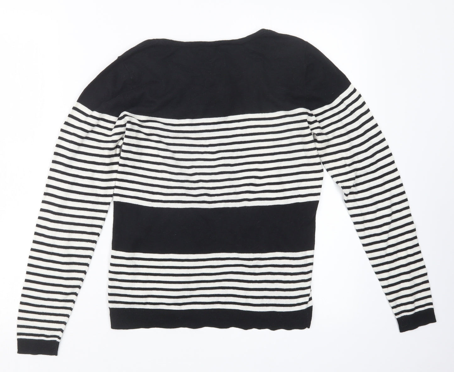 Great plains Womens Black Striped Knit Pullover Jumper Size M