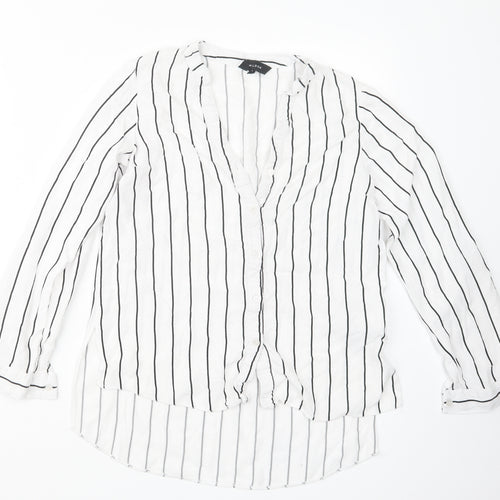 New Look Womens Black Striped  Basic Button-Up Size 6