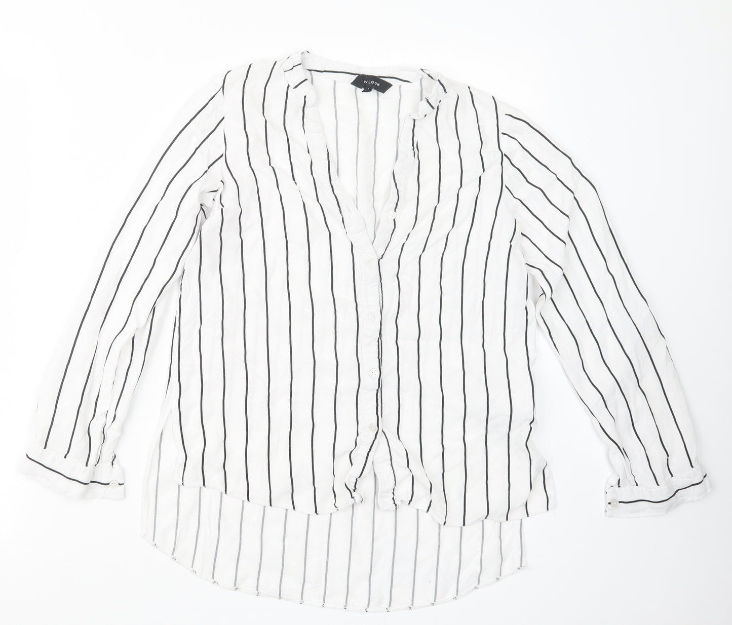 New Look Womens Black Striped  Basic Button-Up Size 6