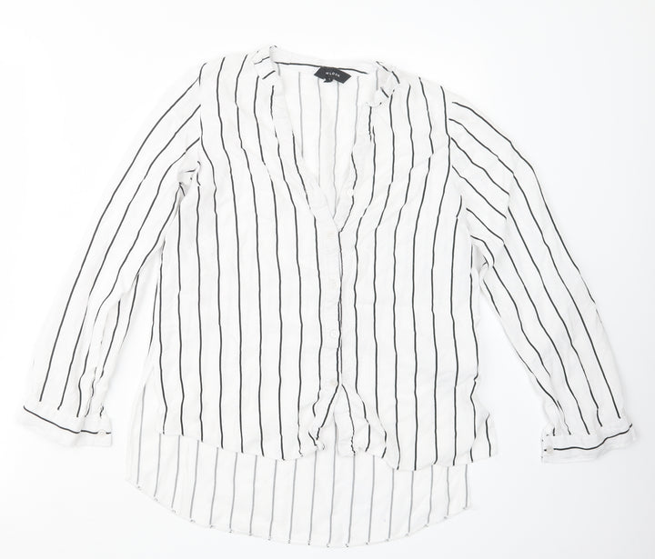 New Look Womens Black Striped  Basic Button-Up Size 6