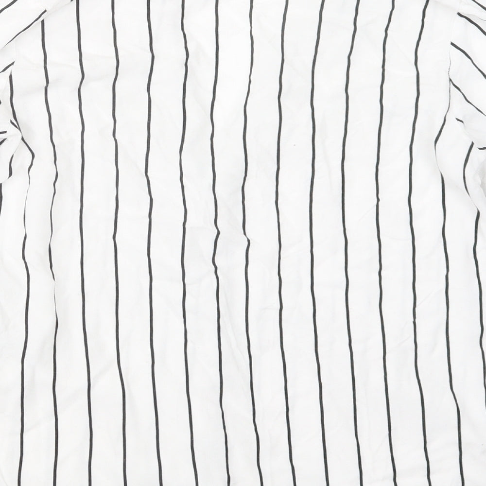 New Look Womens Black Striped  Basic Button-Up Size 6