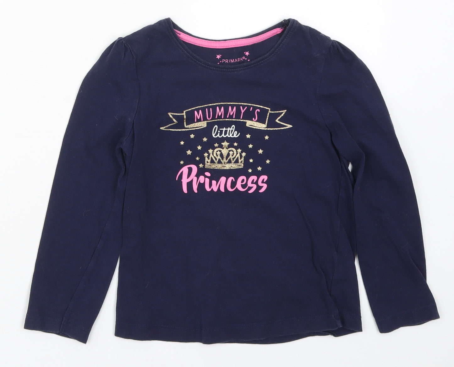 Primark Girls Blue   Basic T-Shirt Size 6-7 Years  - Mummy's Little Princess