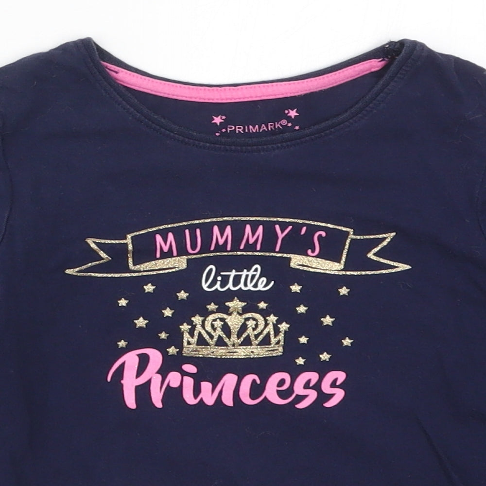 Primark Girls Blue   Basic T-Shirt Size 6-7 Years  - Mummy's Little Princess