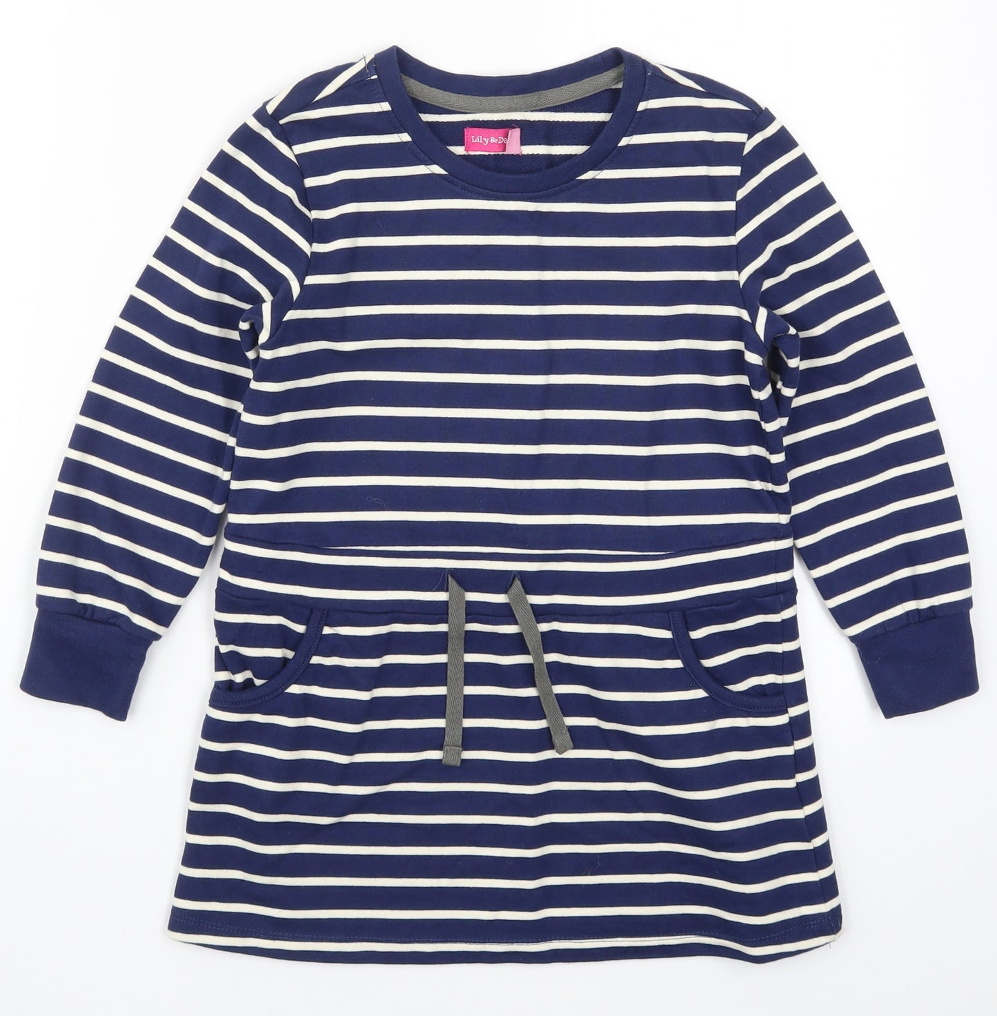 Lily & Dan Girls Blue Striped  Pullover Sweatshirt Size 7-8 Years