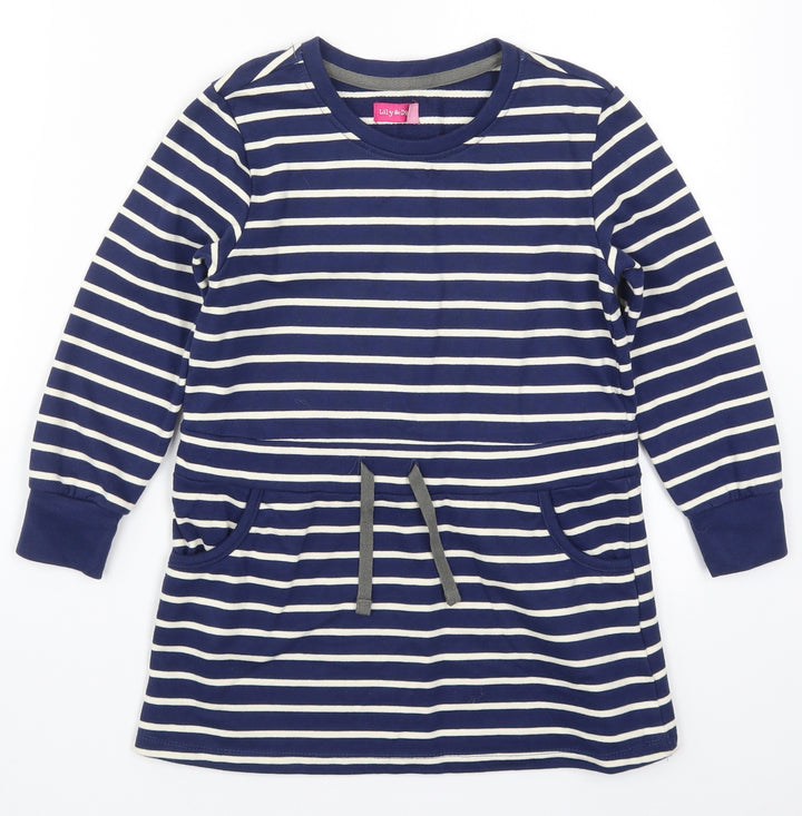 Lily & Dan Girls Blue Striped  Pullover Sweatshirt Size 7-8 Years