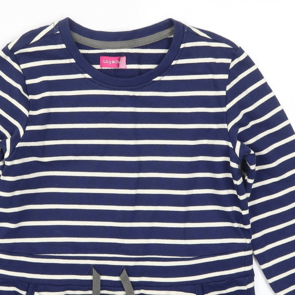 Lily & Dan Girls Blue Striped  Pullover Sweatshirt Size 7-8 Years