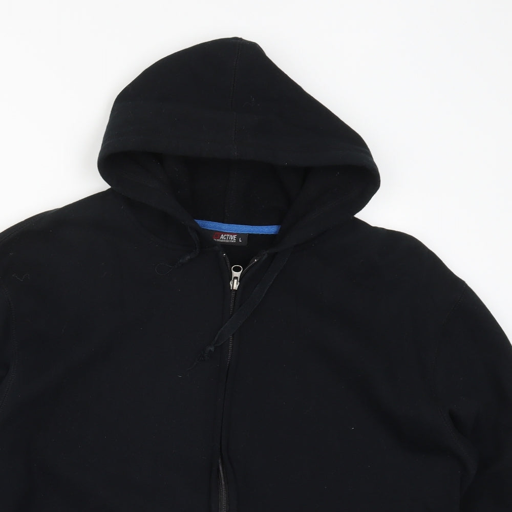 Cedar Wood State Mens Black   Full Zip Hoodie Size L
