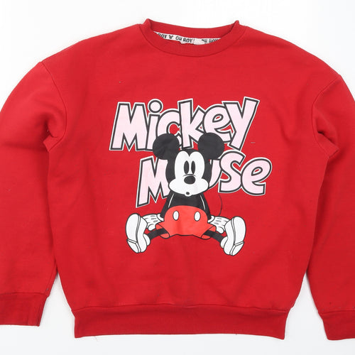 Primark Womens Red   Pullover Sweatshirt Size 6  - Mickey Mouse