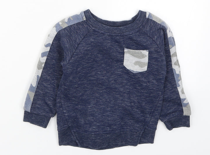 Primark Boys Blue Camouflage  Pullover Sweatshirt Size 2-3 Years