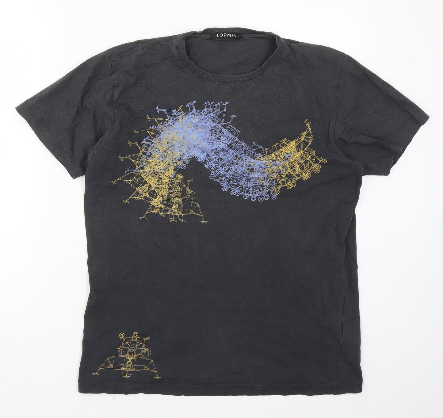 Topman Mens Grey    T-Shirt Size M  - Abstract
