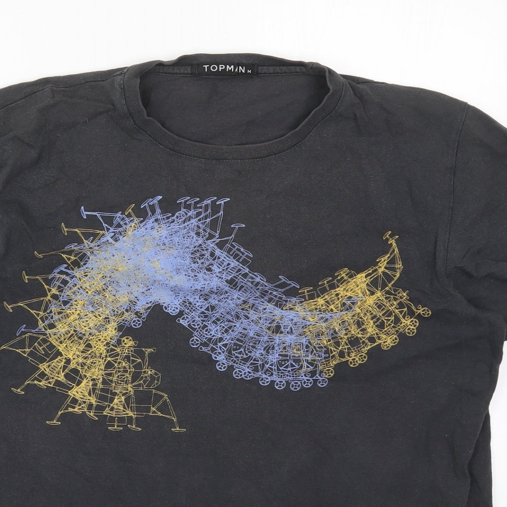 Topman Mens Grey    T-Shirt Size M  - Abstract