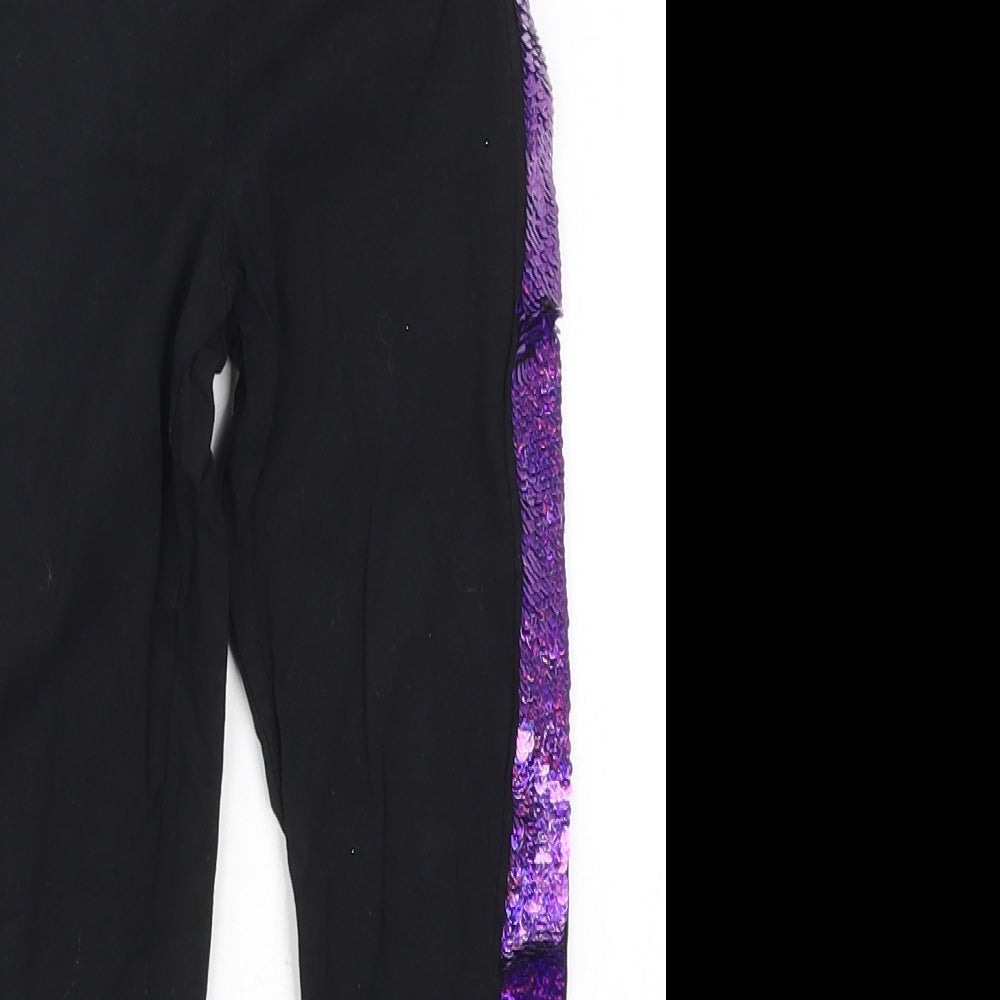 Matalan Girls Black   Carrot Trousers Size 6 Years - Purple Side Stripes