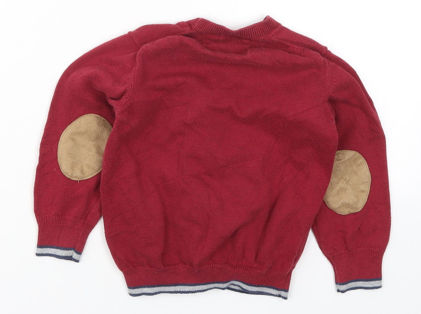 Zara Boys Red  Knit Cardigan Jumper Size 3-4 Years