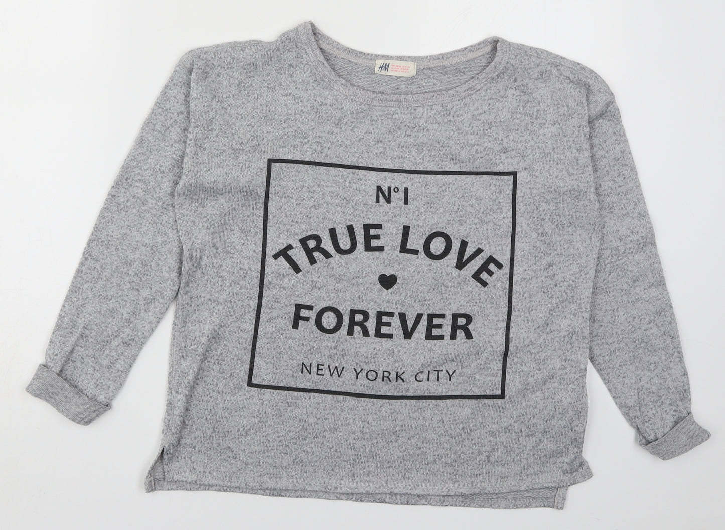 H&M Girls Grey   Basic T-Shirt Size 13-14 Years  - True Love Forever