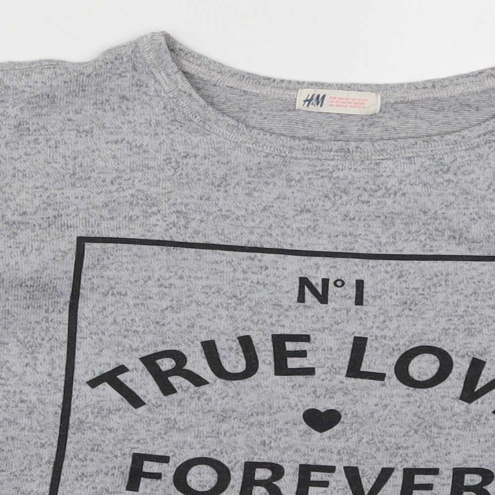 H&M Girls Grey   Basic T-Shirt Size 13-14 Years  - True Love Forever