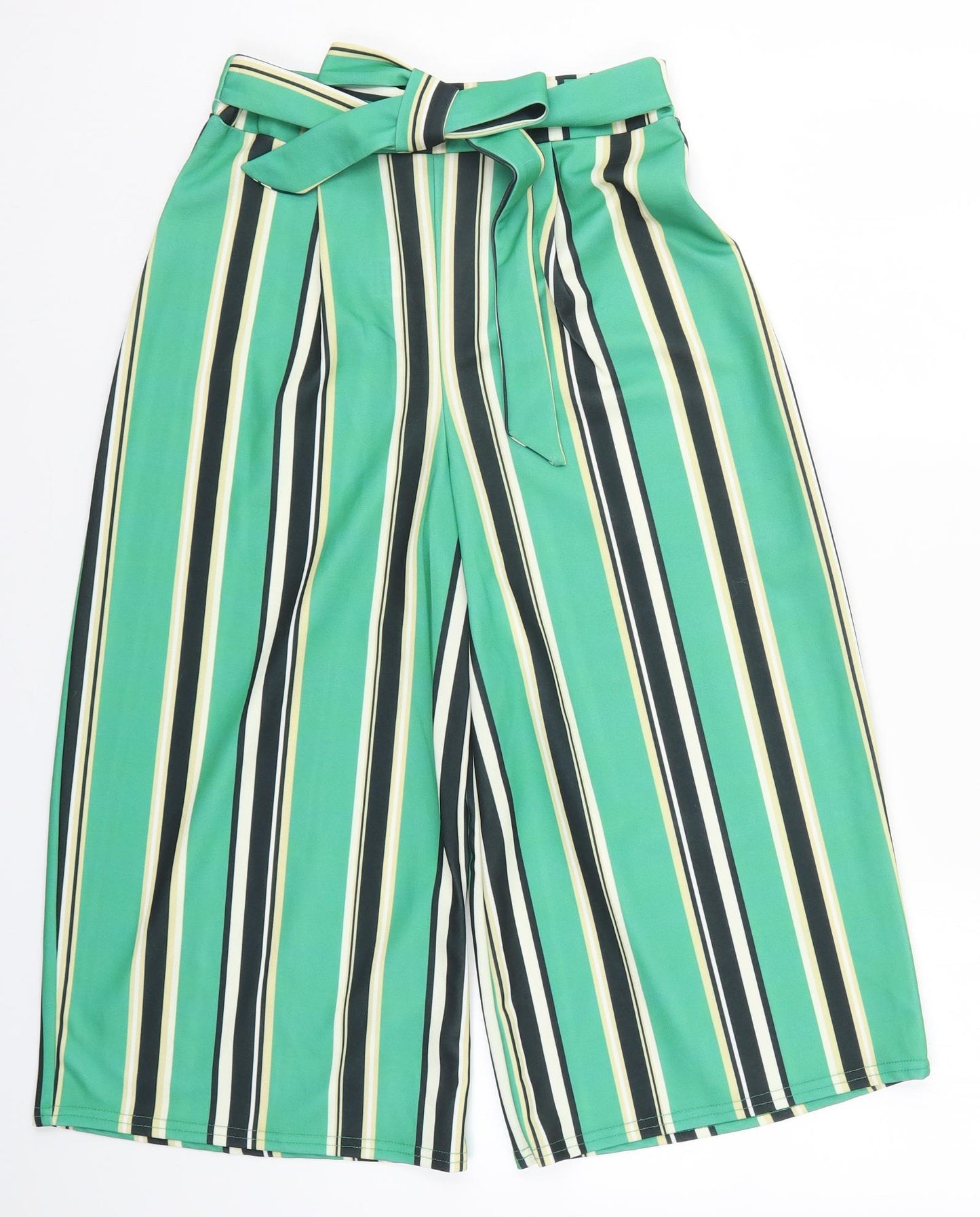 QED London Womens Green Striped  Cropped Trousers Size 10