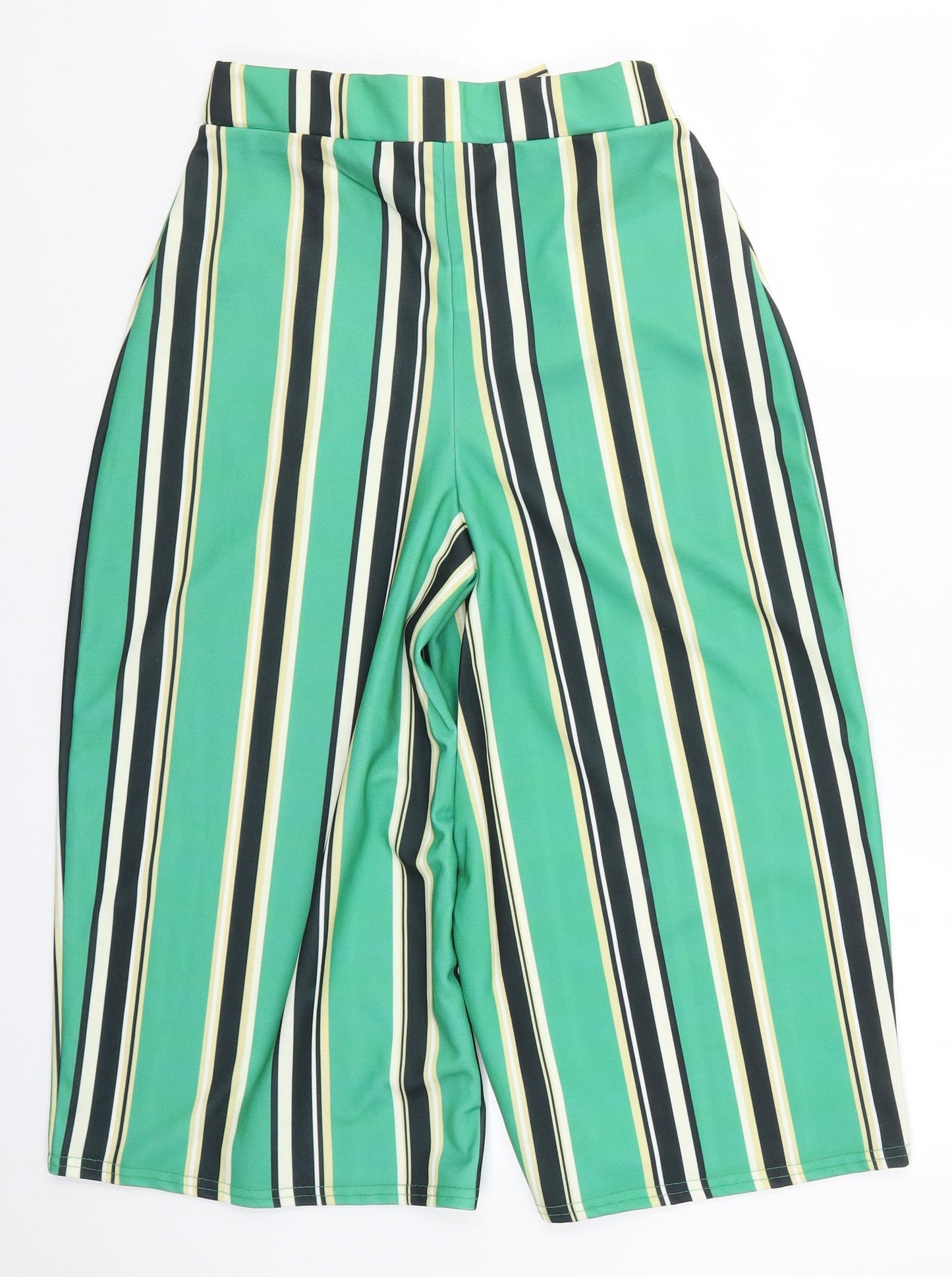 QED London Womens Green Striped  Cropped Trousers Size 10
