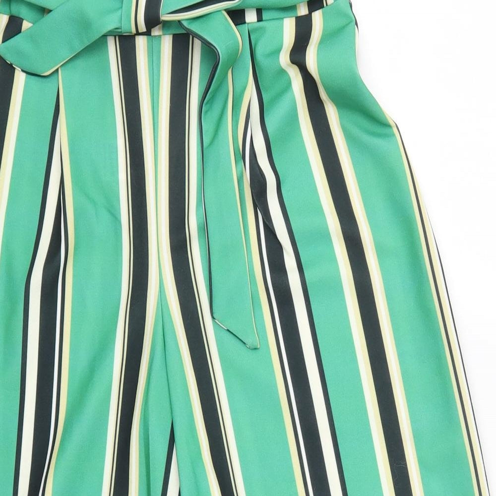 QED London Womens Green Striped  Cropped Trousers Size 10